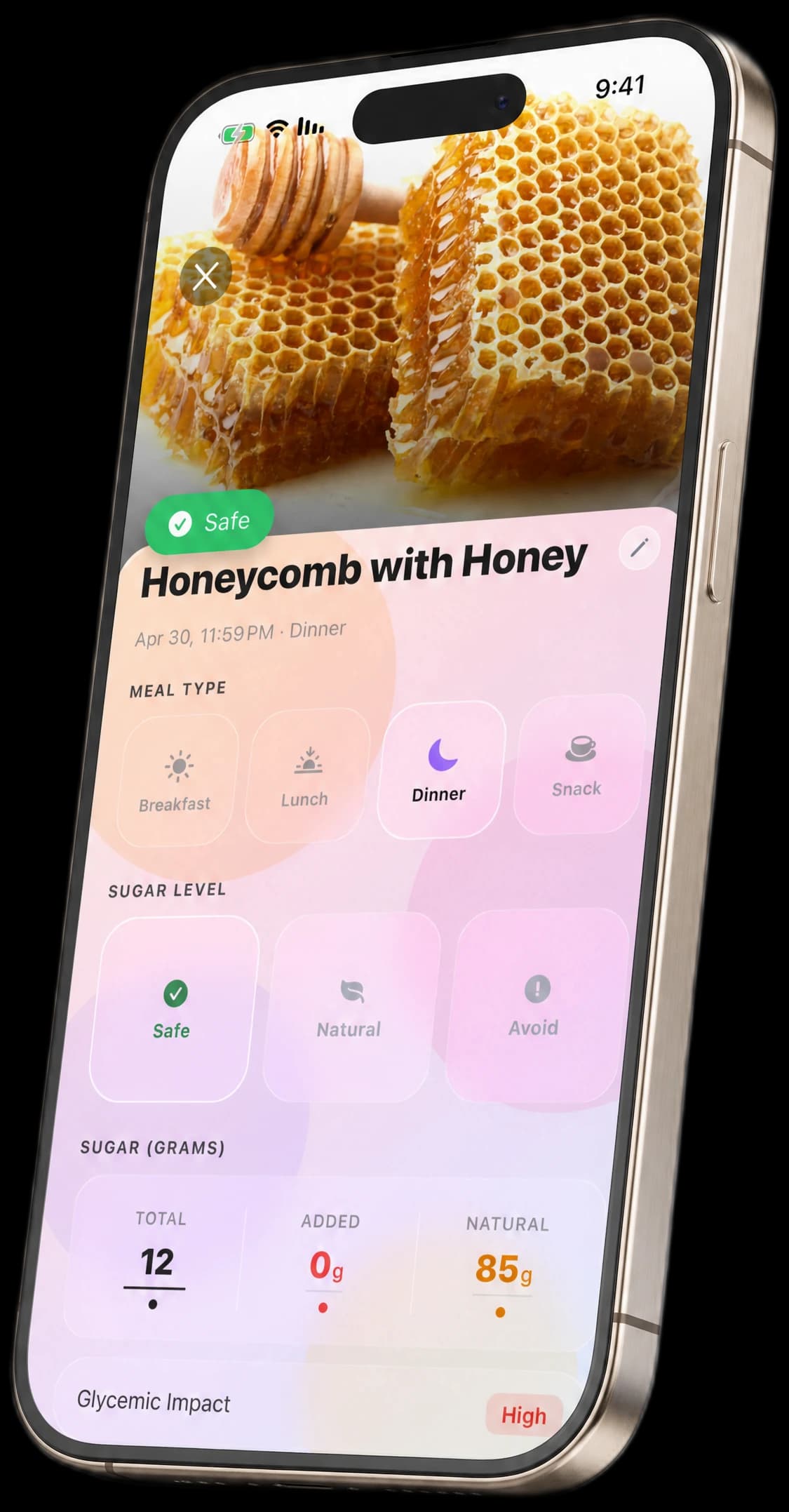 Unsweet food-scan screen